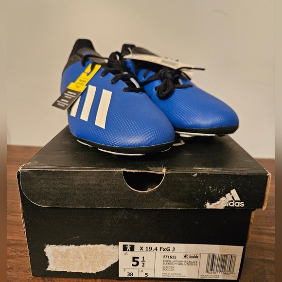 Adidas Big Kid Size 5.5 X 19.4 FXG Soccer Cleats Blue/White EF1615 NWB - Picture 11 of 11